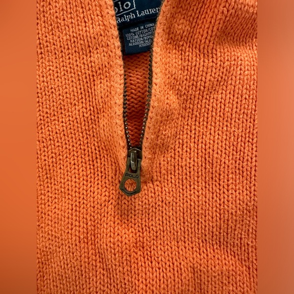 Kid’s Polo By Ralph Lauren Orange 3/4 Zip Sweater Size Small - Picture 5 of 7